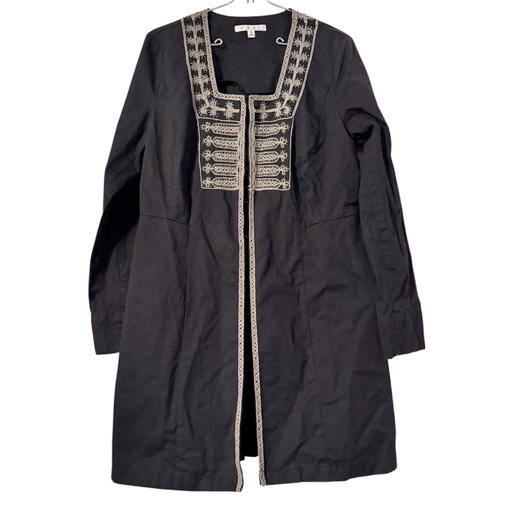CAbi Turkish Delight Embroidered Military Inspired Pleated Back Jacket Sz 8 Chic